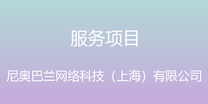 服务项目 - 尼奥巴兰网络科技（上海）有限公司